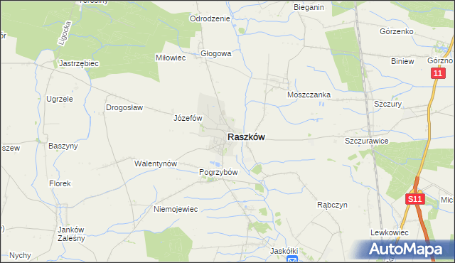 mapa Raszków powiat ostrowski, Raszków powiat ostrowski na mapie Targeo