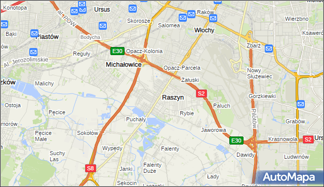 mapa Raszyn powiat pruszkowski, Raszyn powiat pruszkowski na mapie Targeo