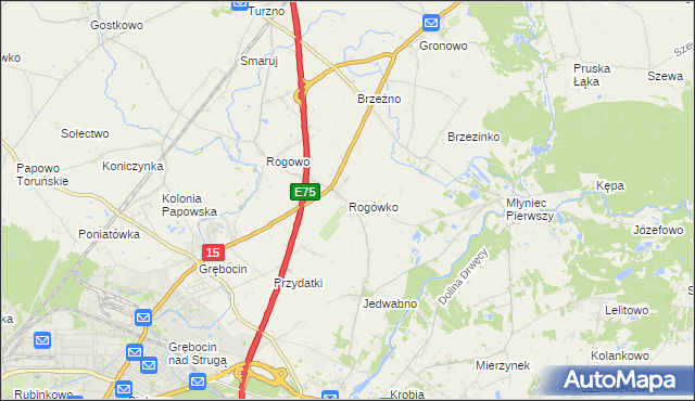mapa Rogówko gmina Lubicz, Rogówko gmina Lubicz na mapie Targeo