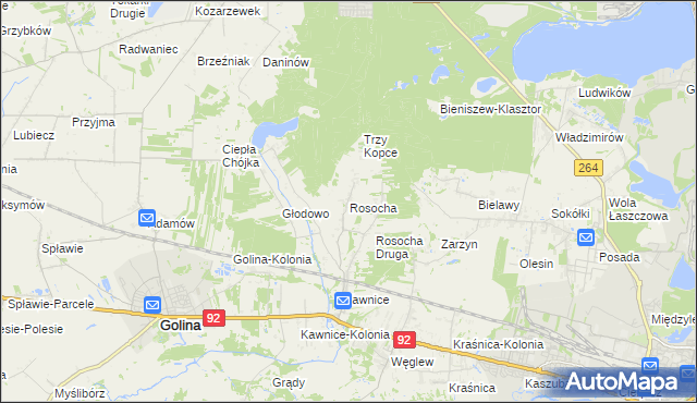 mapa Rosocha gmina Golina, Rosocha gmina Golina na mapie Targeo