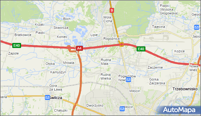 mapa Rudna Mała gmina Głogów Małopolski, Rudna Mała gmina Głogów Małopolski na mapie Targeo