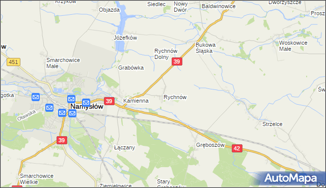 mapa Rychnów gmina Namysłów, Rychnów gmina Namysłów na mapie Targeo