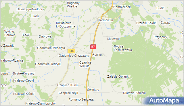 mapa Rycice, Rycice na mapie Targeo