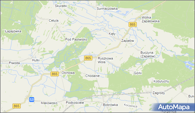mapa Ryszkowa Wola, Ryszkowa Wola na mapie Targeo