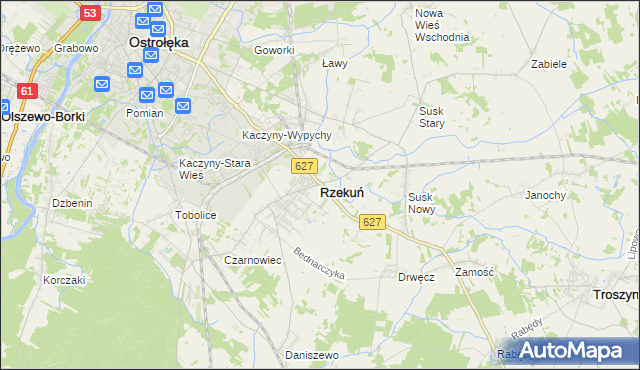 mapa Rzekuń, Rzekuń na mapie Targeo