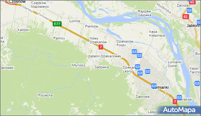 mapa Sadowa gmina Łomianki, Sadowa gmina Łomianki na mapie Targeo