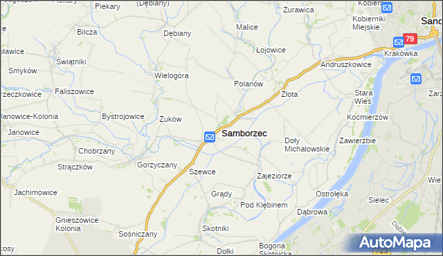 mapa Samborzec, Samborzec na mapie Targeo