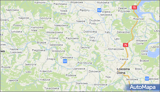 mapa Sechna, Sechna na mapie Targeo