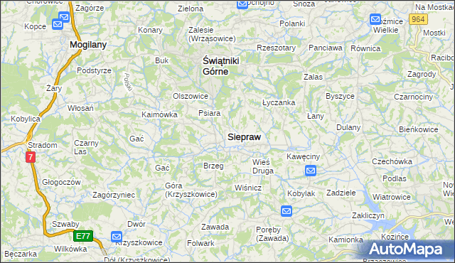 mapa Siepraw, Siepraw na mapie Targeo