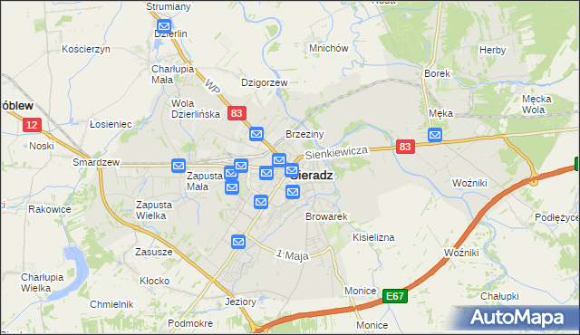 mapa Sieradz, Sieradz na mapie Targeo