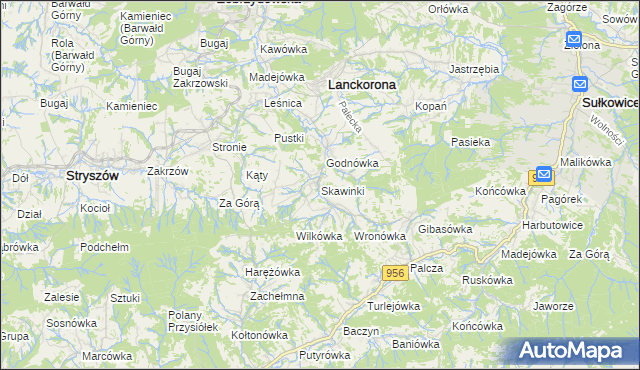 mapa Skawinki, Skawinki na mapie Targeo