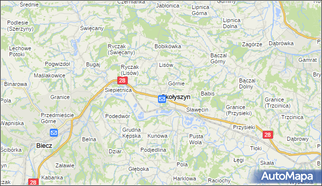 mapa Skołyszyn, Skołyszyn na mapie Targeo