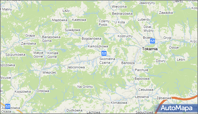 mapa Skomielna Czarna, Skomielna Czarna na mapie Targeo