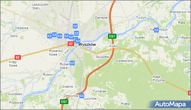 mapa Skuszew, Skuszew na mapie Targeo