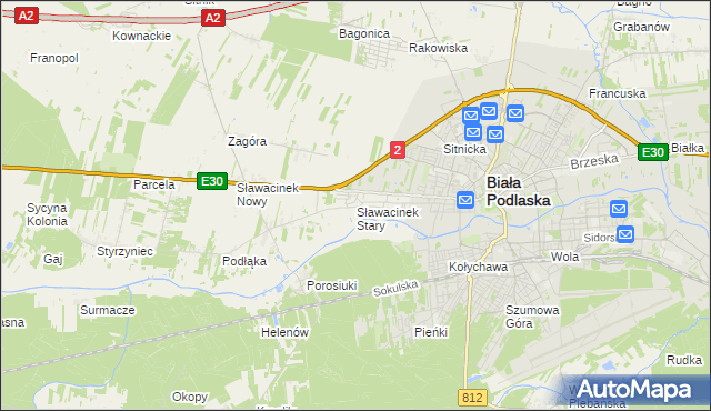 mapa Sławacinek Stary, Sławacinek Stary na mapie Targeo