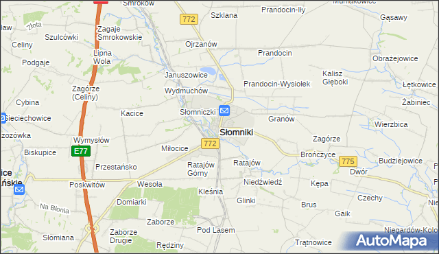 mapa Słomniki, Słomniki na mapie Targeo