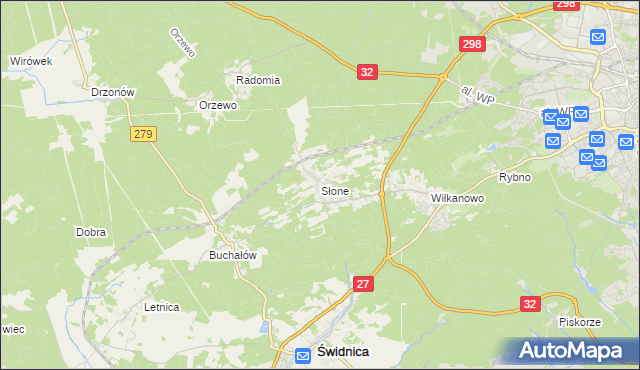 mapa Słone gmina Świdnica, Słone gmina Świdnica na mapie Targeo