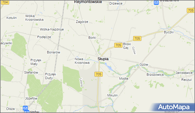 mapa Słupia powiat skierniewicki, Słupia powiat skierniewicki na mapie Targeo