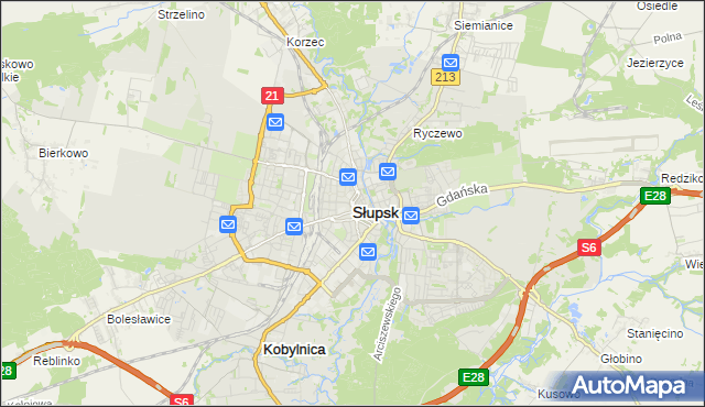 mapa Słupska, Słupsk na mapie Targeo