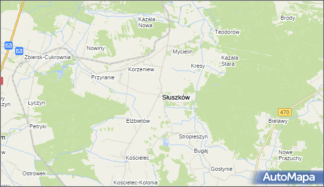 mapa Słuszków, Słuszków na mapie Targeo