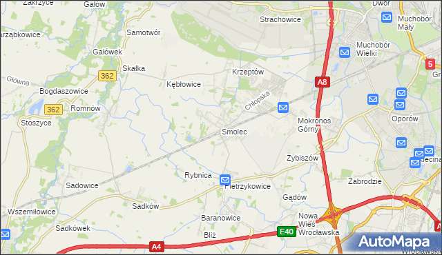 mapa Smolec, Smolec na mapie Targeo