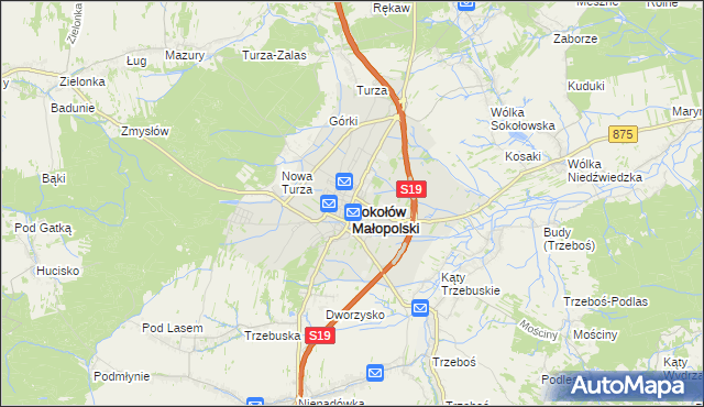 mapa Sokołów Małopolski, Sokołów Małopolski na mapie Targeo
