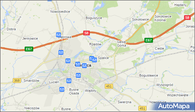 mapa Spalice, Spalice na mapie Targeo