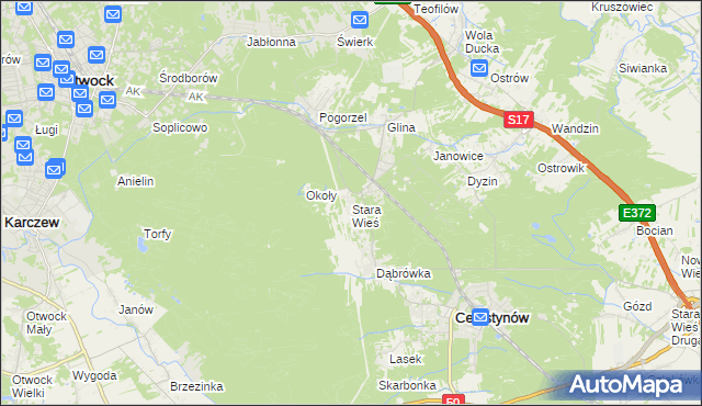 mapa Stara Wieś gmina Celestynów, Stara Wieś gmina Celestynów na mapie Targeo