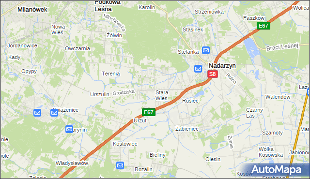 mapa Stara Wieś gmina Nadarzyn, Stara Wieś gmina Nadarzyn na mapie Targeo