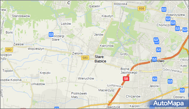 mapa Stare Babice, Stare Babice na mapie Targeo