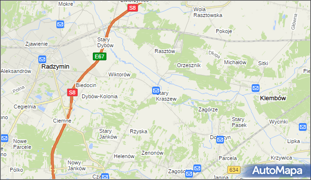 mapa Stary Kraszew, Stary Kraszew na mapie Targeo