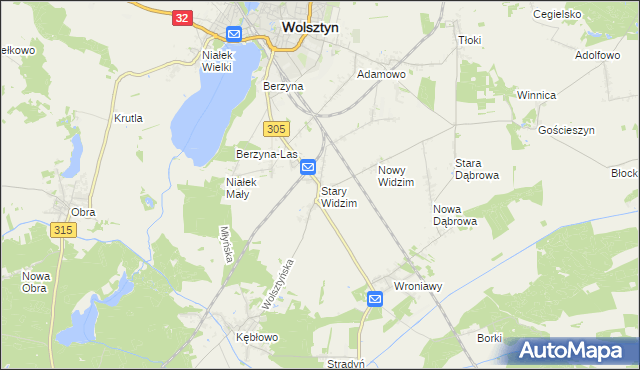 mapa Stary Widzim, Stary Widzim na mapie Targeo
