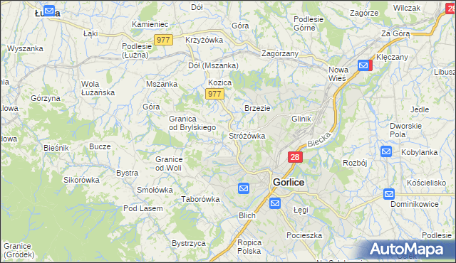 mapa Stróżówka, Stróżówka na mapie Targeo