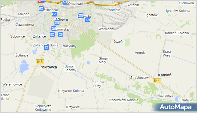 mapa Strupin Mały, Strupin Mały na mapie Targeo