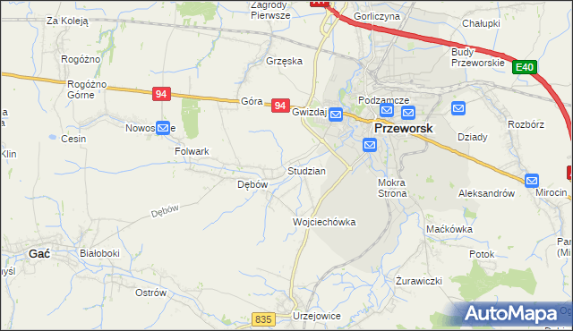 mapa Studzian, Studzian na mapie Targeo