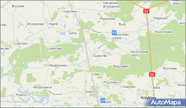 mapa Sulęcinek, Sulęcinek na mapie Targeo