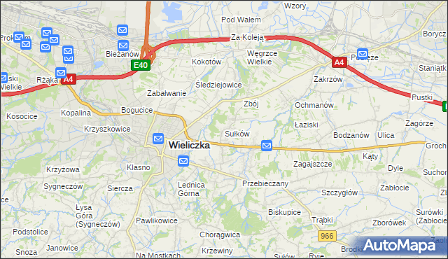 mapa Sułków gmina Wieliczka, Sułków gmina Wieliczka na mapie Targeo