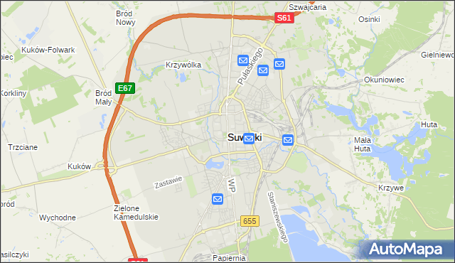 mapa Suwałk, Suwałki na mapie Targeo