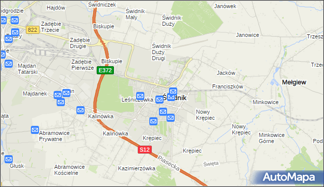 mapa Świdnika, Świdnik na mapie Targeo