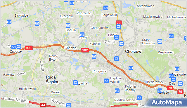 mapa Świętochłowice, Świętochłowice na mapie Targeo