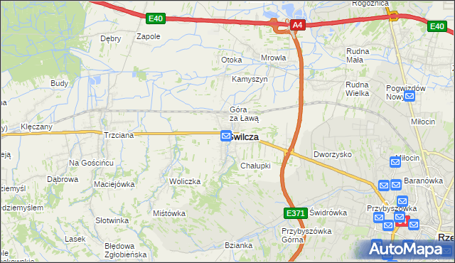 mapa Świlcza, Świlcza na mapie Targeo
