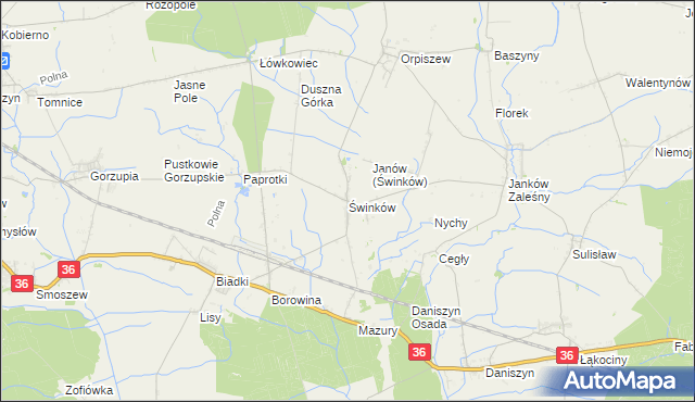 mapa Świnków gmina Krotoszyn, Świnków gmina Krotoszyn na mapie Targeo