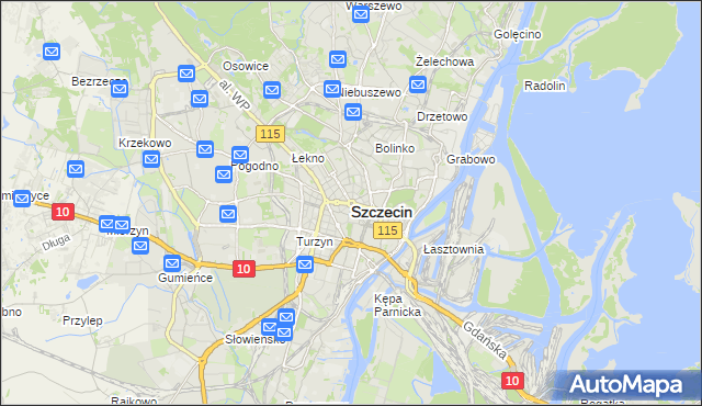 mapa Szczecina, Szczecin na mapie Targeo