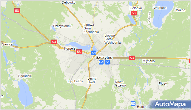 mapa Szczytno, Szczytno na mapie Targeo