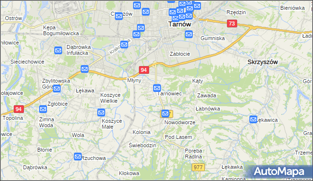 mapa Tarnowiec gmina Tarnów, Tarnowiec gmina Tarnów na mapie Targeo