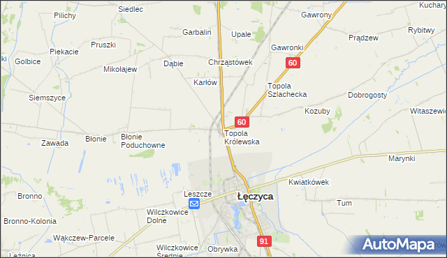 mapa Topola Królewska, Topola Królewska na mapie Targeo