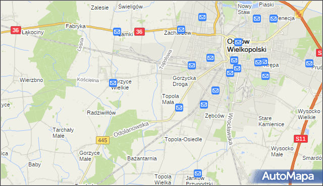 mapa Topola Mała, Topola Mała na mapie Targeo