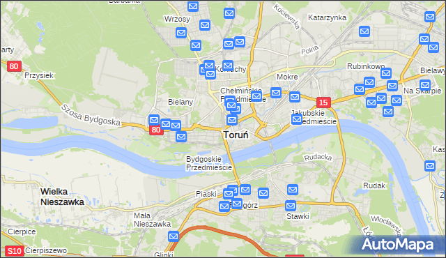 mapa Torunia, Toruń na mapie Targeo