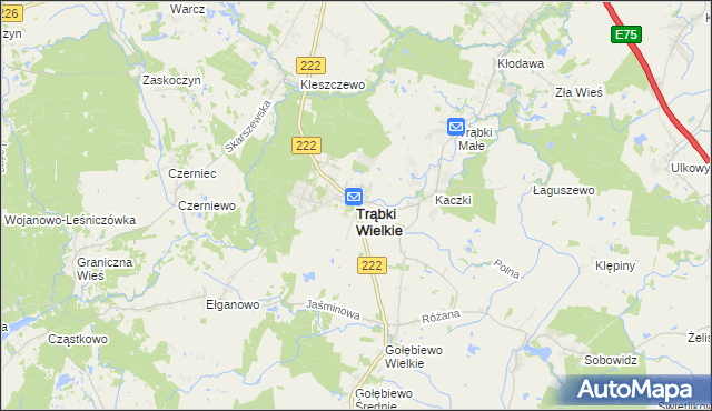 mapa Trąbki Wielkie, Trąbki Wielkie na mapie Targeo