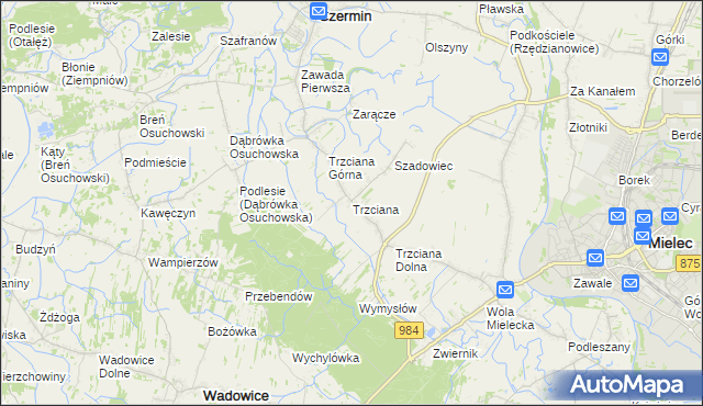 mapa Trzciana gmina Czermin, Trzciana gmina Czermin na mapie Targeo